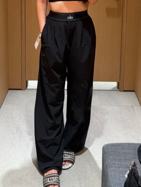 ALO Yoga Pants - NWT Alo Yoga Suit Up Trouser Black Wide Leg Pant Regular 30" Inseam 🖤🏃♀️
